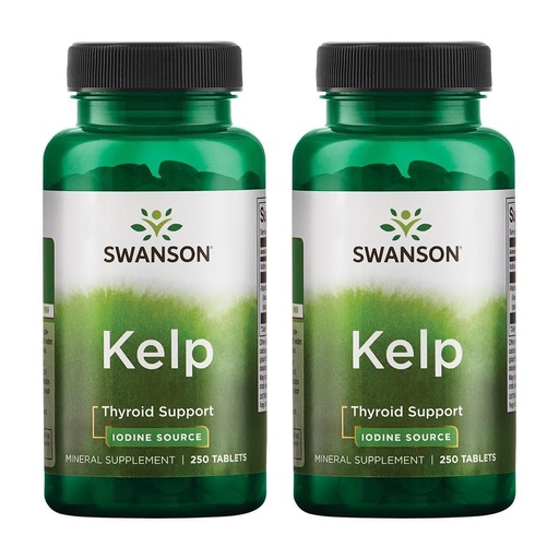 [BRSRMEIFOIPRAAIV] Swanson Kelp - Natural Iodine Source Supporting Thyroid Health - Mineral Supplement w/Iodine Source Standardized 0.4% - (250 Tablets, 225mcg Each) (2 Pack)