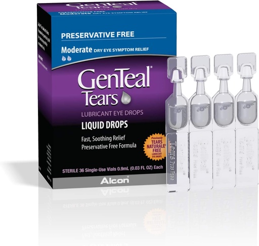 [BRSWGFQ5OQCGGYLL] GenTeal Tears Lubricant Eye Drops, Moderate Liquid Drops, SingleUse Vials,1 pack of 36 ct , 0.03 Fl Oz