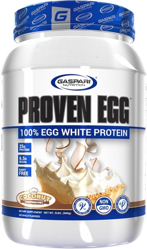 [BRSW22YCBUPBADTU] Gaspari Nutrition Proven Egg, 100% Egg White Protein, 25g Protein, Keto Friendly, Dairy and Lactose Free, Soy Free (2 фунта, Coconut Custard)
