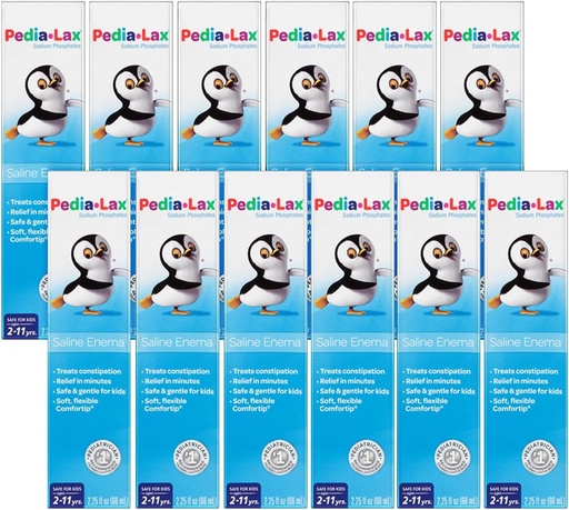 [BRSWIGIGABYAC23E] Pedia-Laxative Saline Enema for Kids, Ages 2-11, 2.25 fl oz (12 Pack)