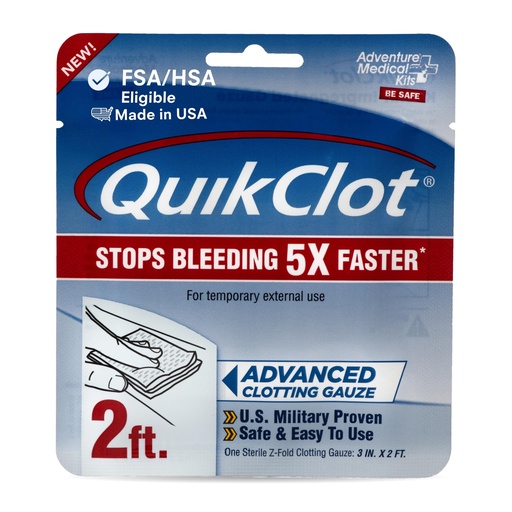[BRSWGBI7OYMW2C36] QuikClot Kaolin Clotting Gauze, 2' | Stops Bleeding Up to 5X Faster Than Standard Gauze with Kaolin Hemostatic Technology Trusted by Medical Professionals