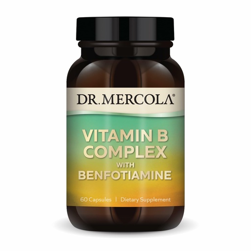 [BRSWGYYTOIIRACA3] Dr. Mercola Vitamin B Complex with Benfotiamine - Supports Cellular, Brain & Immune Health - Non-GMO, Gluten-Free & Soy-Free - 60 Capsules (30 Servings)