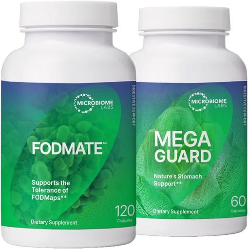 [BRSRMZAYAUHWY3QZ] Microbiome Labs Digestion Support Bundle - FODMATE Digestive Enzymes & MegaGuard Digestive Aid with Ginger and DGL (2 Products)