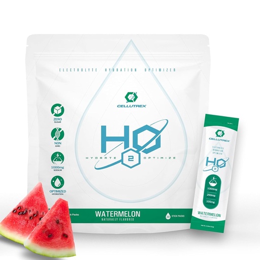 [BRSROFL3BAIQYAD5] Cellutrex® H2O Electrolytes – Electrolyte Powder Drink Mix, Zero Sugar, Natural Salt Hydration Packets for Recovery and Wellness, Watermelon, 20 Sticks