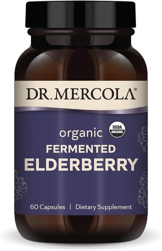 [BRSWGC3RBUMQIEYY] Mercola Organic Fermented Elderberry 박사, 30 서빙 (60 캡슐), 다이어트 보충, 호흡 건강, 비 GMO, 공인 USDA 유기 지원