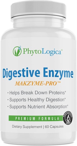 [BRSW2CQEAUNQYHLH] Digestive Enzymes, with Makzyme-Pro, Enzyme and Probiotic Supplement, Supports Healthy Digestion, Enhance Nutrition Absorption, Non-GMO, Gluten-Free, Vegan, Natural, 60 Capsules