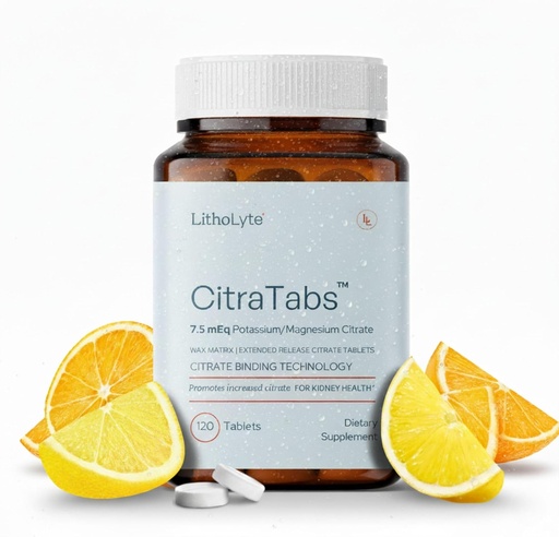 [BRSROAAZBZ5AMCQ2] CitraTabs® 7.5 mEq | Genişletilmiş Tabletler | Kidney Health Protector | Science-Backed Support Beyond Cleanse, Detox, or Stone Dissolver Supplements | 120 Tabletler