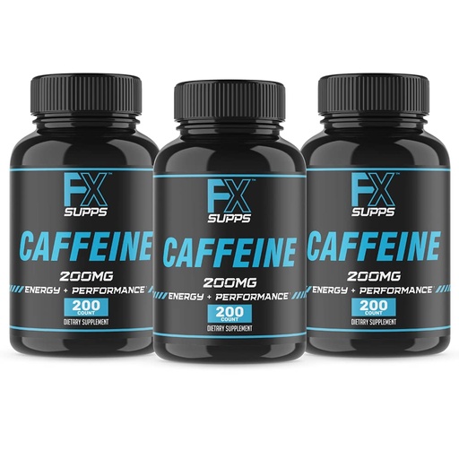 [BRSWGEA2CN7QYADO] FXSUPPS Caffeine 200mg Pills (3-Pack, 600 Capsules) – Fast-Acting Energy Support Supplement for Men and Women | Supports Focus, Alertness & Metabolic Function Naturally