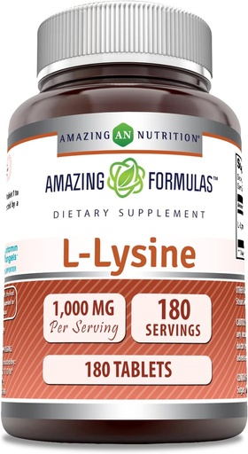 [BRSWIBD2BYNWYYLK] Amazing Formulas L-Lysine 1000 Mg Amino Acid Supplement | Tablets | Non-GM0 | Gluten-Free | Made in USA (1 Pack | 180 Count)