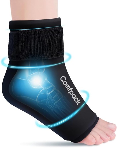 [BRSROFA5BYIRG2TF] Ankle Ice Pack Wrap för Swelling, Återanvändbar Foot Ice Pack Wrap, Hot & Cold Therapy Compression Sleeve för Plantar Fasciitis Relief, Achilles Tendonitis, Sprain, Heel Pain, Sprained