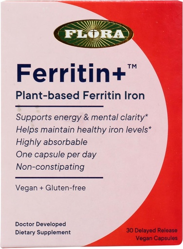 [BRSROBD5CUBA2ELB] Ferritin+ Dietary Supplement, Plant Based Ferritin Iron, Non GMO, Gluten Free, 30 Veggie Capsules (Pack of 1)