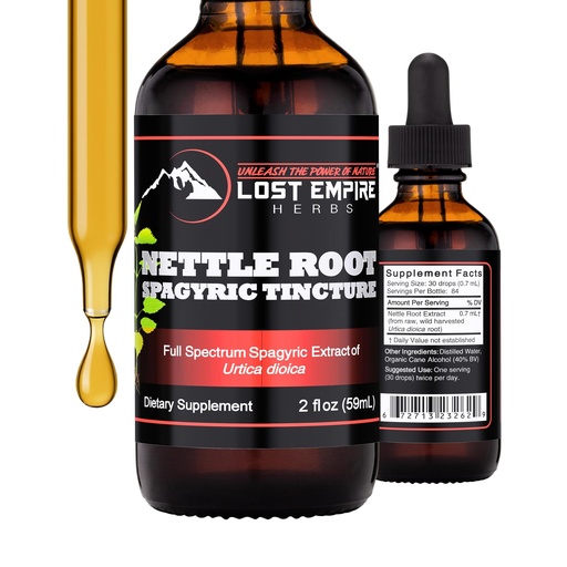 [BRSWGYYNBEIGCA3P] Nettle Root Extract Spagyric Tincture (2 fl oz) - Wild Harvested from Supplement for Men, Urinary Function, BPH, Hair Loss - 3rd Party Lab Tested