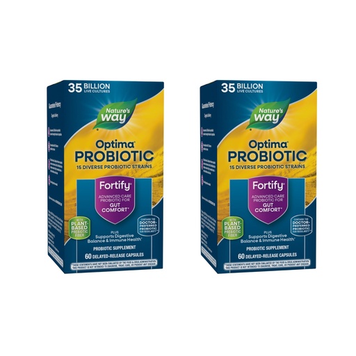 [BRSWGBT2PMGRUADL] Nature's Way Fortify Optima Probiotic for Adults, 35 Billion Cultures, 15 Strains, Supports Digestive Balance and Immune Health*, No Refrigeration Required, 60 Capsules (Packaging May Vary) - 2 Pack