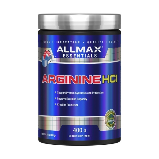 [BRSWIYIHDEHGKADE] ALLMAX Essentials ARGININE HCL - 400 g - Precursor for Synthesis of Nitric Oxide - Vegan & Gluten Free - 200 Servings