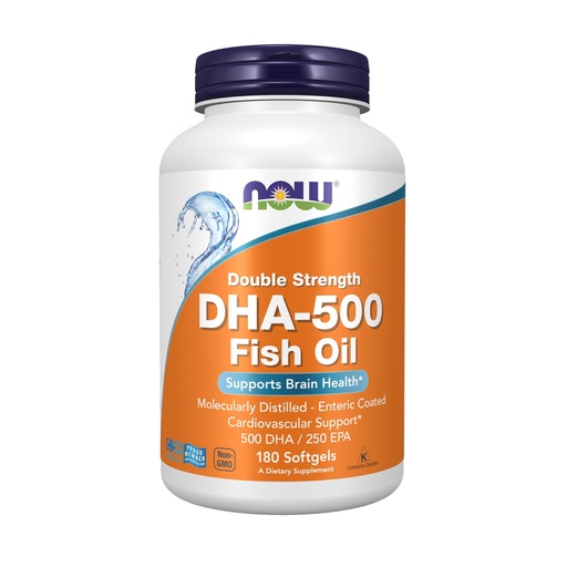 [BRSWIYIGOIOGG3TE] NOW Foods Supplements, DHA-500 with 250 EPA, Molecularly Distilled, Supports Brain Health*, 180 Softgels
