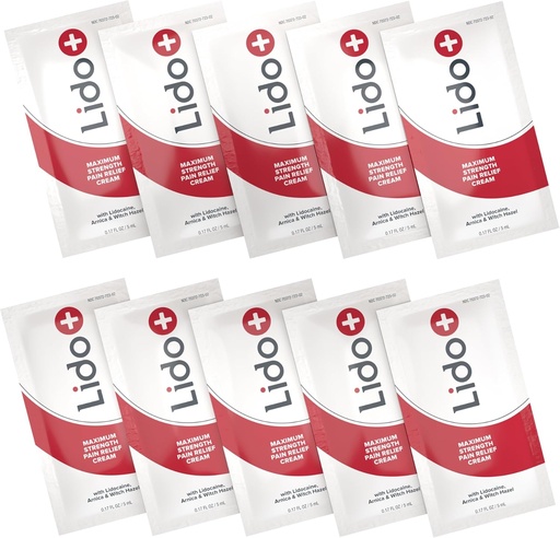 [BRSRAEA7OQNQMDTG] Lido+ 10-Pack Lidocaine Cream Sachets | Rapid Relief for Joint and Muscle Pain, Pain Relief Cream | Long-Lasting Formula, Made in USA