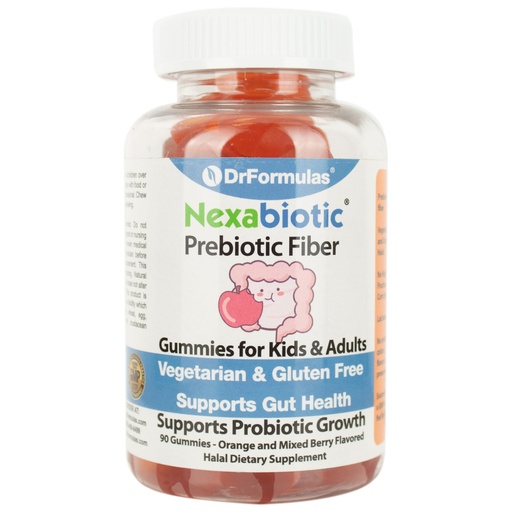 [BRSWGYITPICA2AD5] DrFormulas Nexabiotic Prebiotic Fiber Gummies Supplement for Kids Constipation Relief | Adults & Kids Stool Softener for Healthy Digestion, Halal, Vegetarian, Gluten Free, 30-Day Chewable Supply