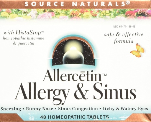 [BRSWIYQOAUMWYETK] Source Naturals Allercetin Allergy & Sinus, Homeopathic Tablets, 48 tablets