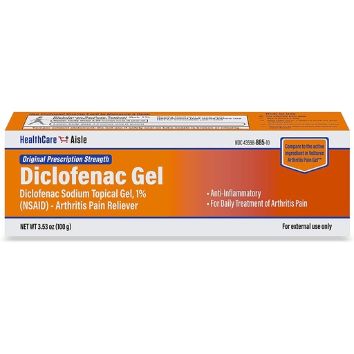 [BRSWYFL4CAARSADU] HealthCareAisle Diclofenac Gel, 1%, Arthritis Pain Relief - 100 g tube - Original Prescription Strength (NSAID)