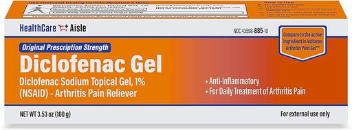 [BRSWYFL4CAARSADU] HealthCarele Diclofenac Gel, 1%, Artrita Pain Relief - 100 g tub - Original prescription Force (AINS)