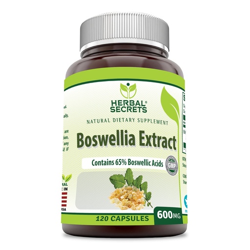 [BRSWKEAODICRSFTK] Herbal Secrets Boswellia Serrata Extract (65% Boswellic Acids) 600 mg 120 Capsules Supplement - Non-GMO - Gluten Free