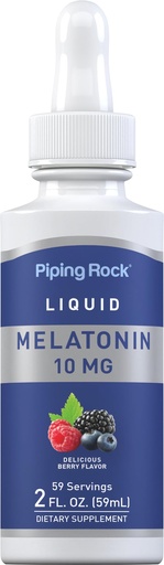 [BRSWGHADCUPBYCLJ] Piping Rock Liquid Melatonin 10mg | 2 fl oz | Berry Flavor Drops | Non-GMO, Gluten Free Adult Supplement