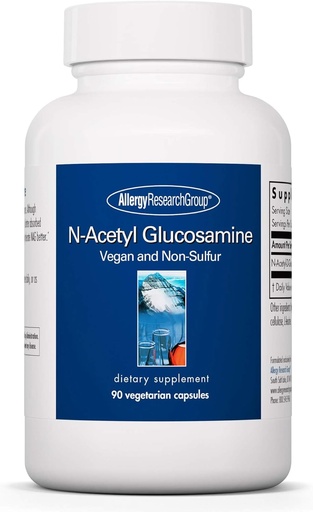 [BRSWIZ3RAIEGG33C] Allergy Research Group N-Acetyl D-Glucosamiini 500mg - NAG Supplement, Joint Support, Glukosamiini Sulfate, Joint Health Formula, Motiliteetti Activator, Vegan, Non-Sulfur, Kasvissyöjä Kapselit - 90 Count