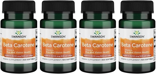 [BRSWGAAKDJ5WMH3X] Swanson Beta-Carotene (Vitamin A) Skin Eye Immune System Health Antioxidant Support 10000 Iu (3000 mcg) 100 Sgels (4 Pack)