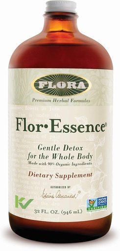[BRSWIY3ZAYHGEEDG] Flora Flor Essence Liquid Tea Blend 32oz LARGE - Gentle Detox Cleanse med Burdock Root, Slippery Elm, Kelp, Thistle - Premium Organic Ingredients