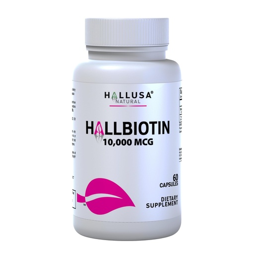 [BRSWYHYFAUDRUHT2] Hallusa Natural Biotin 10,000mcg, 60 Capsules, Healthy Hair, Skin & Nails - Pastillas para la caída del Cabello - Crecimiento del Cabello – Crecimiento de la Barba - Alopecia y calvicie