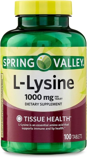 [BRSROELRCEIAA3YZ] SPEC Lysine Amino Acid Supplements, 1 Tablet Per Serving,Spring Valley L-Lysine Supports a Healthy Immune System* 100 Count