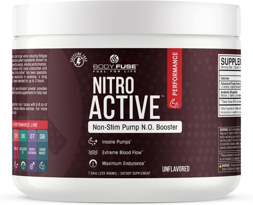 [BRSWGYALCN7WEDTU] Nitro Active Pump V2 Unflavored Powder Vasodilator | 30 Servings
