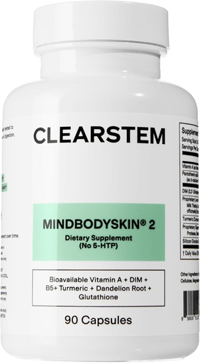 [BRSROFLQCMGWAELZ] CLEARSTEM - MINDBODYSKINホルモンのアクネの補足(5-HTP無し) - 自然なDIMの補足 - スキン ケアのビタミン - ホルモンのバランス、酸化防止剤 - グルテンフリーの、無給油30のサービング、90のカプセル