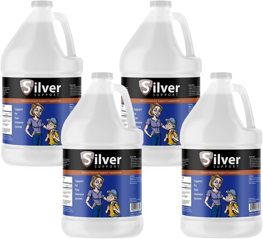[BRSWYAAFOUBA4F3J] Silver Support - Herbal Immune Support Supplement, Nano-sized Silver Solution, Immune Booster for Kids, Pets & Adults, Purified Silver, Fortify Your Immune System for Cold and Flu Season - 4 Gallons