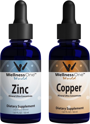 [BRSROBIFC57WMDY2] WellnessOne Ionic Liquid Zinc & Liquid Copper - Zinc-Copper Bundle to Support Immune System & Joint, Nerve & Bone Health - 1.67 fl oz Zinc & Copper Liquid Drops