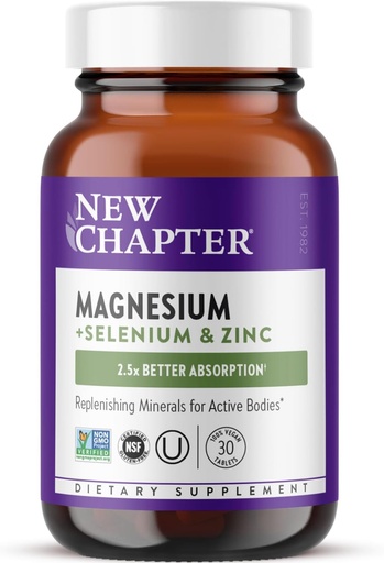 [BRSROBD7OZ7QKG3D] Nowy rozdział Magnesium- Selenium- Cynk Suplement, 325 mg Magnezu w codziennej tabletce dla ciał czynnych, Odbić się po ćwiczeniach z mięśni Wsparcie Minerały + Hydrating Electrolytes, 30 Count