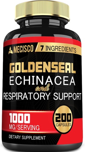 [BRSROHQQOUJWMFD4] Goldenseal Root Capsule Organic with Echinacea, Mullein Leaf, Plantain & More - 7 Premium Herbal Supports Immune System, Digestive Health, Smooth Breathing, and Body Management - 200 Capsules