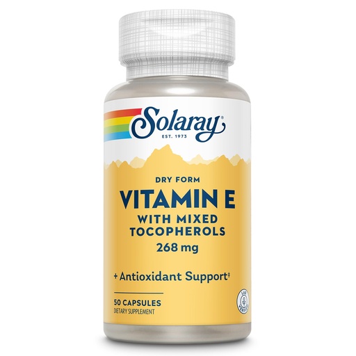 [BRSWIY3YAUIGCAYZ] SOLARAY Vitamin E 400 IU (268mg), Dry Form with Mixed Tocopherols Vitamin E - Antioxidant Supplement, PMS and Menopause Support - 60-Day Guarantee, Lab Verified - 50 Servings, 50 Capsules