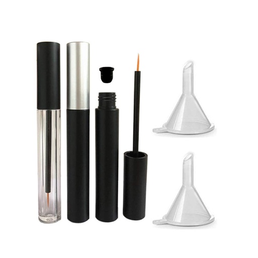 [BRSWYYLYBEMAM3IY] 3 Pieces 5ml Empty Eyeliner Tubes Refillable Eyelash Growth Liquid Bottle Plastic Eyeliner Vials Tube with Brush Eyelash Growth Oil Mascara Tube for Cosmetics Come with 2 Mini Palstic Funnels