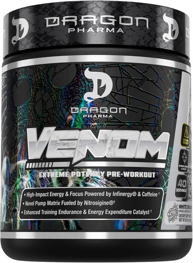 [BRSRMAYKAQHROALP] DRAGON PHARMA Venom Potific Protote Protote Protote Protote Perfect Proat (40 Servings, Blood Dragon).