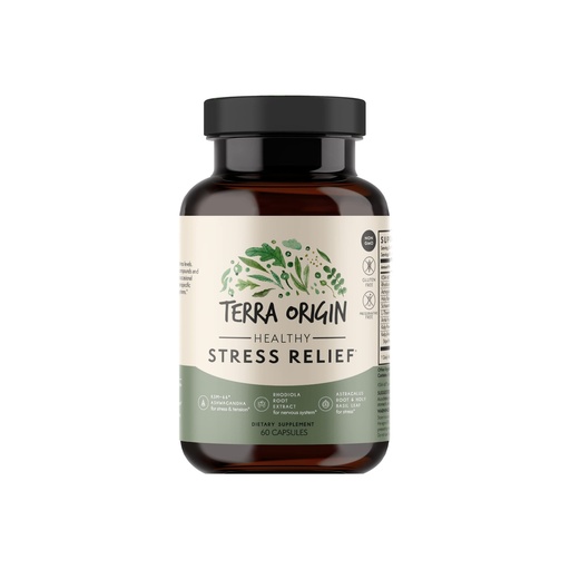 [BRSW2BAKAQBGA2A3] TERRA ORIGIN Healthy Stress Supplement | 60 Capsules | KSM-66 Organic Ashwagandha, L-Theanine, Rhodiola Extract, Astragalus Root and Holy Basil | Stress and Mood Support