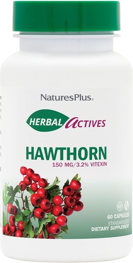 [BRSWIYTYCUOBC2LU] NaturesPlus Herbal Actives Hawthorne 150 mg - 60 Vegetarian Capsules - Supports Heart Health - Gluten Free - 60 Servings