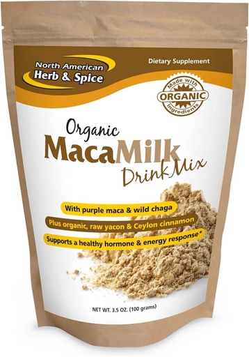 [BRSWGEAZPIFBGCIY] NORTH AMERICAN HERB & SPICE MacaMilk - 3.5 oz - Purple Maca & Wild Chaga Drink Mix - Supports Healthy Hormone & Energy Response, Healthy Muscular Function - Non-GMO - 30 Servings