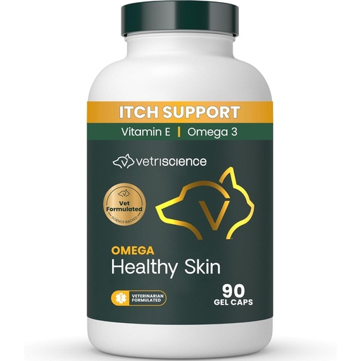 [BRSWIYT7O55R2YDK] VetriScience Omega Healthy Skin and Coat Capsules, 3,6,9 Fish Oil Supplement for Dogs and Cats, Reduce Shedding, Over 750 mg Omega Fatty Acids per Capsule, Gel Caps, 90 Count