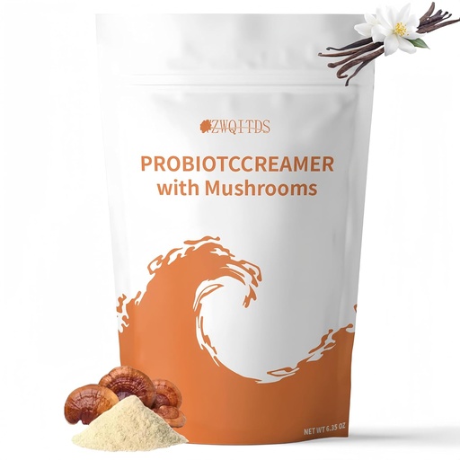 [BRSRAAQCB4HBUGTP] Probiotic Creamer with Mushrooms & Probiotics - High in proprietary 6-mushroom blend, One billion CFU of probiotics supports a balanced gut microbiome - Single Dosage: 1 tbsp (7 g) Available 30 Times