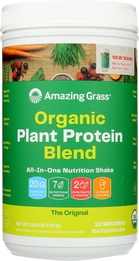[BRSW2YANDF7ROFD7] Amazing Grass Organic Plant Protein Blend: Vegan Protein Powder, New Protein Superfood Formula, All-In-One Nutrition Shake with Beet Root, Original, 22 Servings