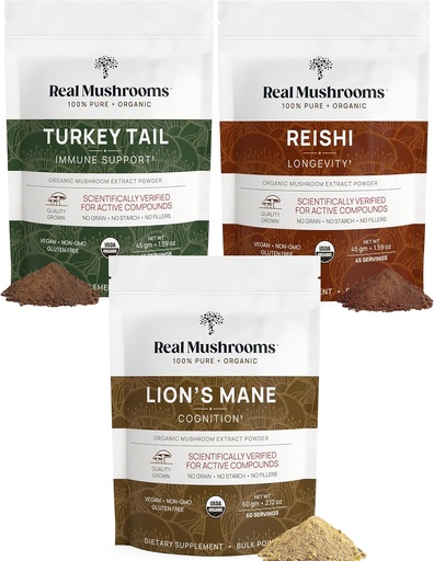 [BRSWYFT7CAJWK3LK] Mane Extract Powder (60g) de León Reishi 415 Extract Powder (45g) ¦ Turquía Tail Extract Powder (45g)