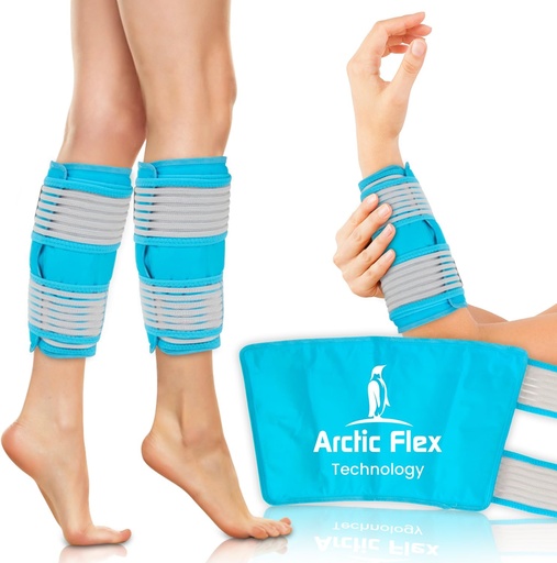 [BRSW2CQQOFYBEG3D] Vive Calf & Shin Ice Pack Wrap (Pair) - Extra Strength Hot & Cold Therapy for Shin Splints & Leg Pain - Adjustable Compression Straps to Stay in Place - Flexible When Frozen with 30+ Minutes of Cold