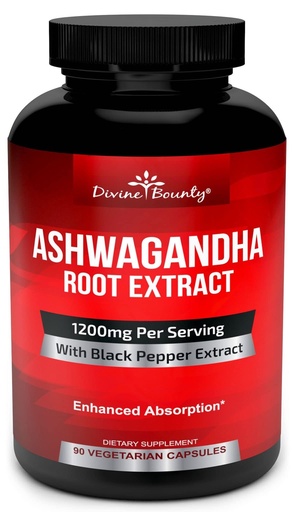 [BRSWGYACAUCRQ33V] Divine Bounty Ashwagandha Capsules - 1200mg Ashwagandha Powder with Black Pepper for Enhanced Absorption - Ashwaganda Supplement for Calmness & Mood Support - 90 Veggie Capsules