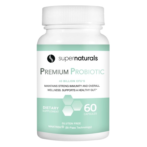 [BRSWYZQCCMHWEG3Z] Premium Probiotics, 40 Billion CFU Probiotics for Digestive Health, Made with MAKTrek Bipass Technology, Women & Mens Probiotics for Gut Health, 60 Probiotic Capsules